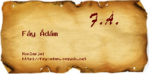Fáy Ádám névjegykártya